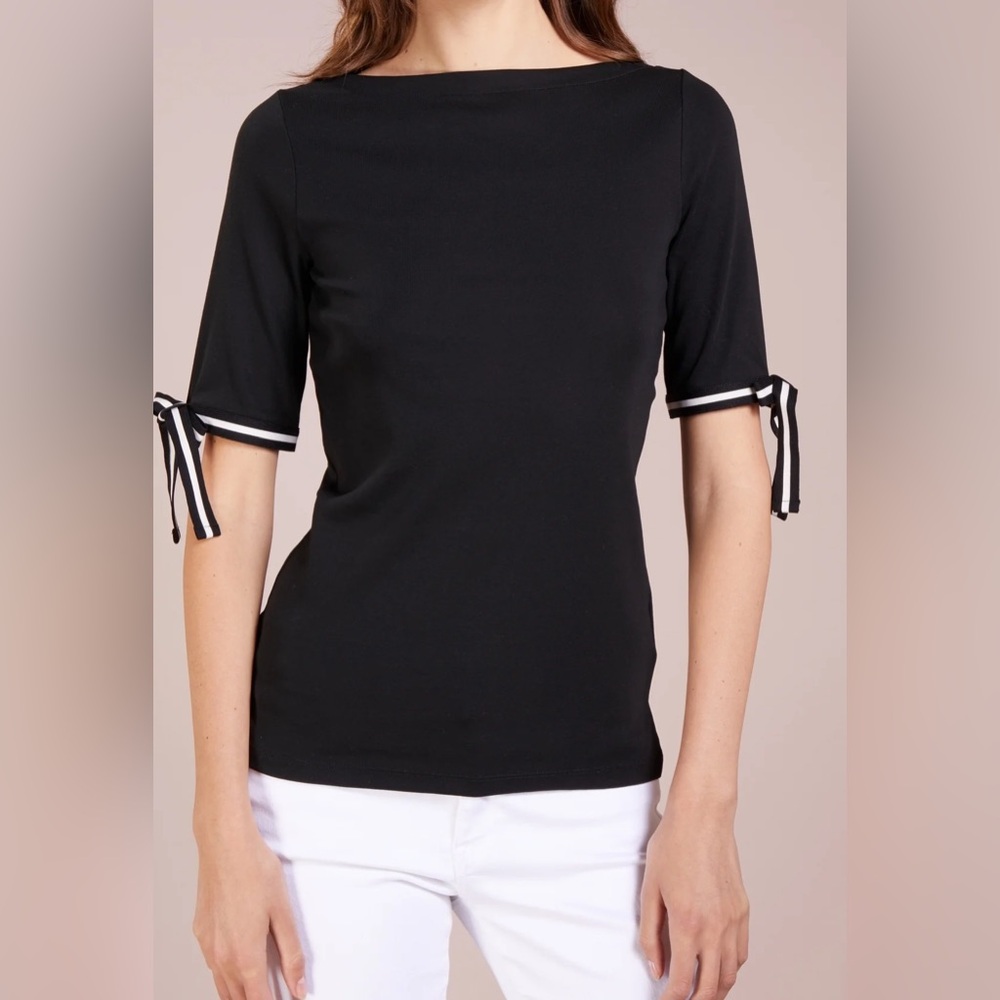 Lauren Ralph Lauren Black Top with Bow Details
